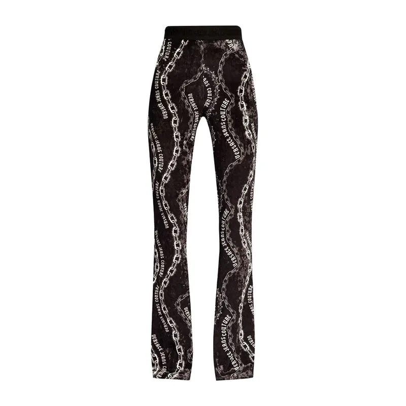 Chain-print flared trousers