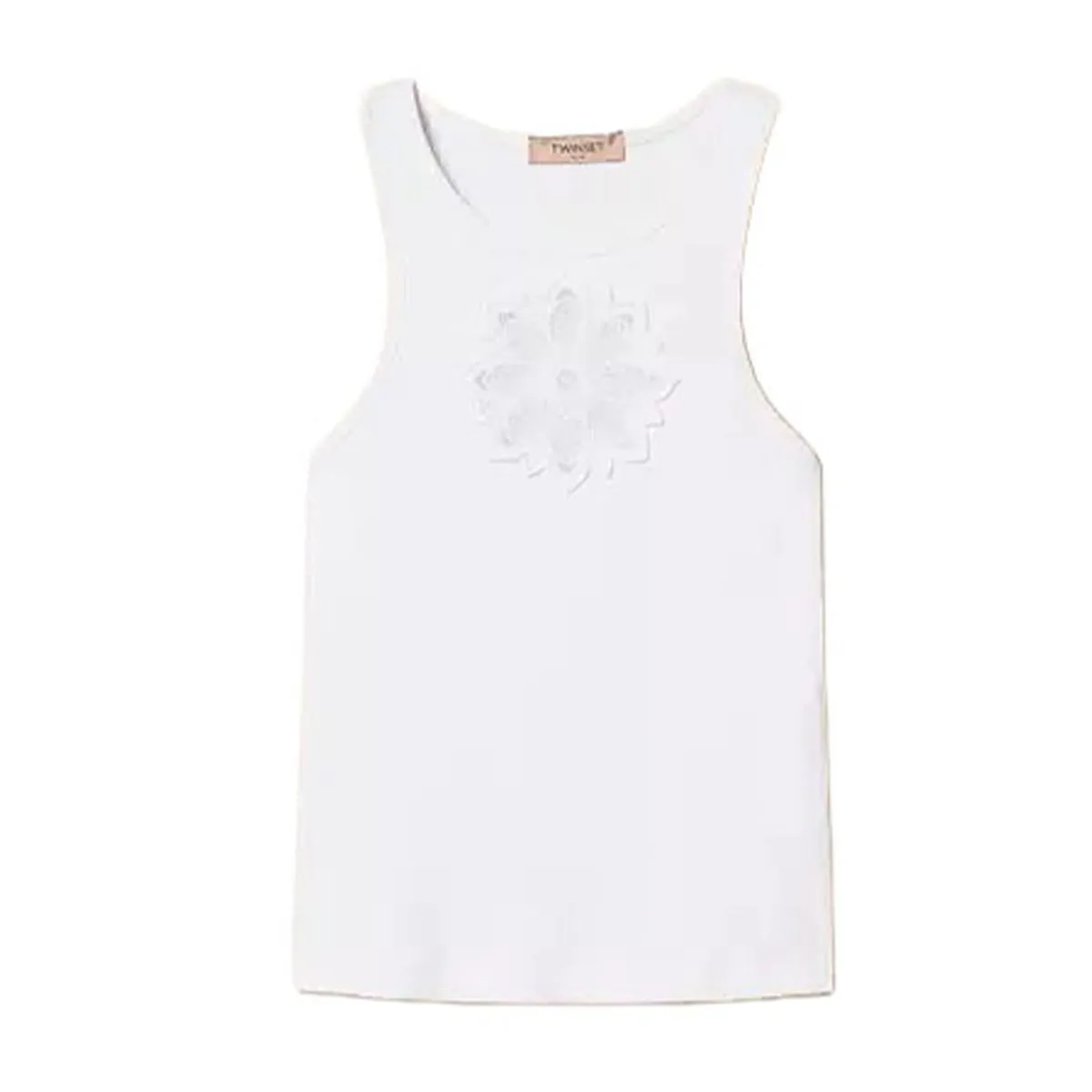 Women's tank top with floral embroidery