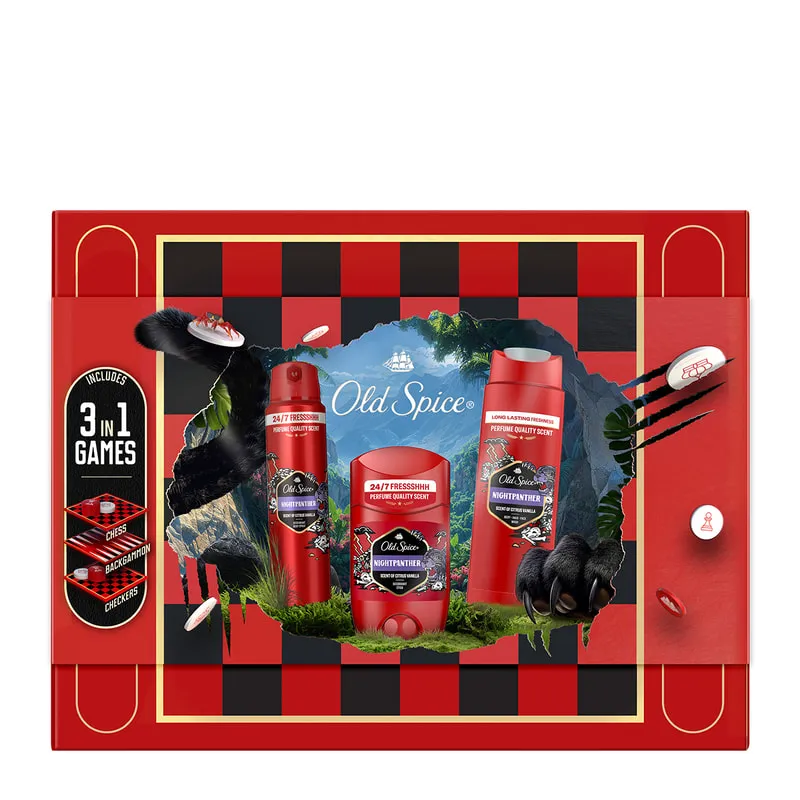 Gamebox Gift Set With Night Panther Deodorant Stick, Spray, Shower Gel & Games 3 In 1