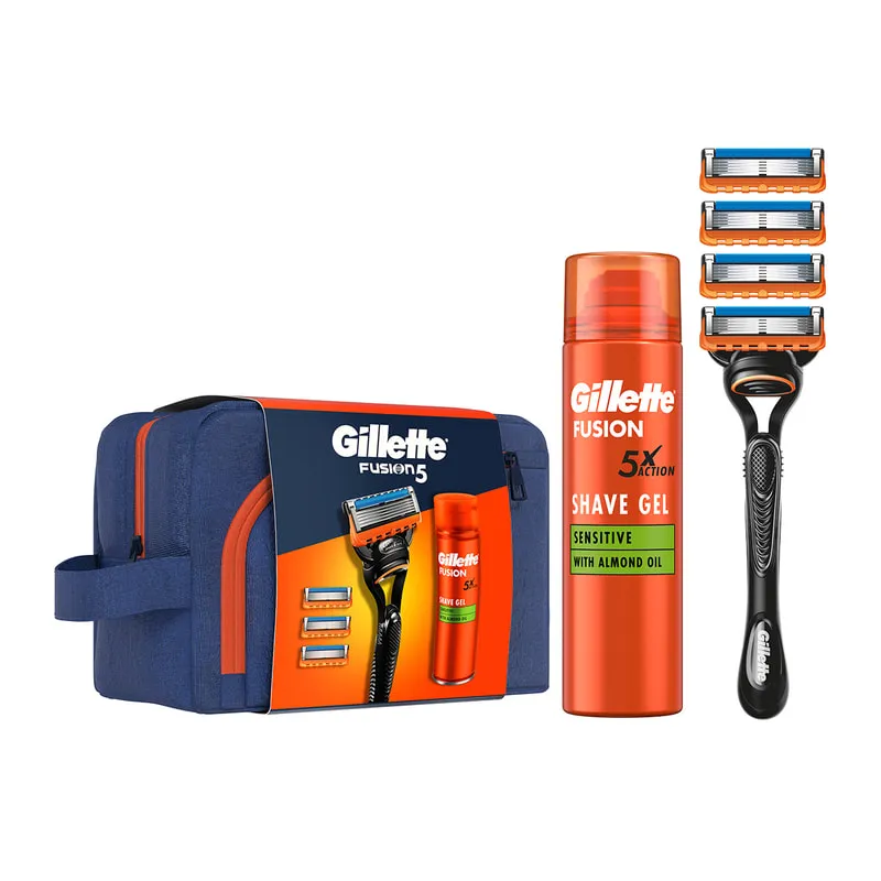 Gift Set Fusion5 Power Razor with 4 Blade Refills & 1 Gel
