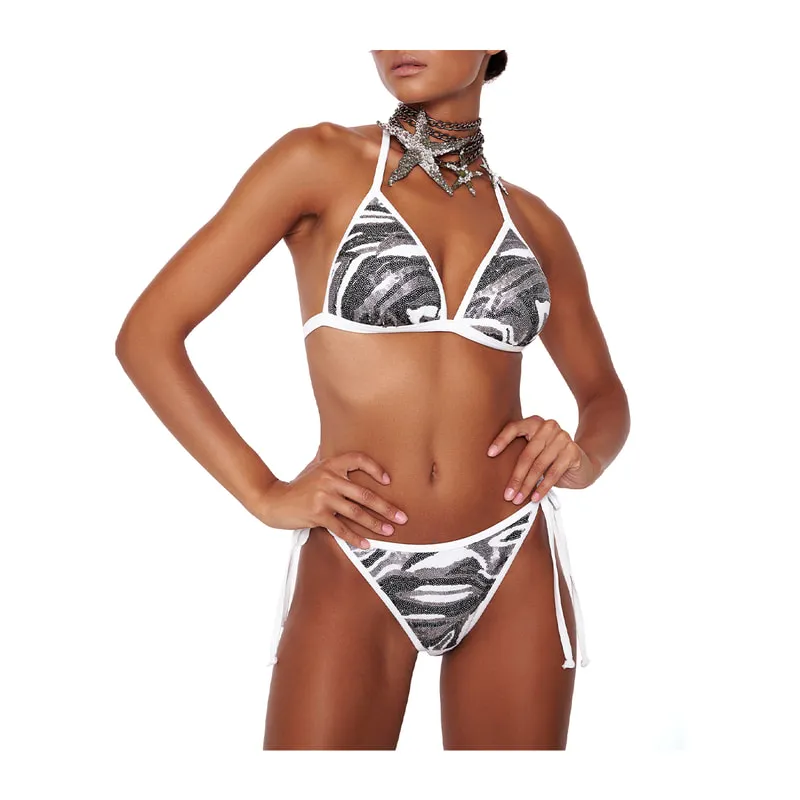 Glam Time triagle bikini top wth sequins