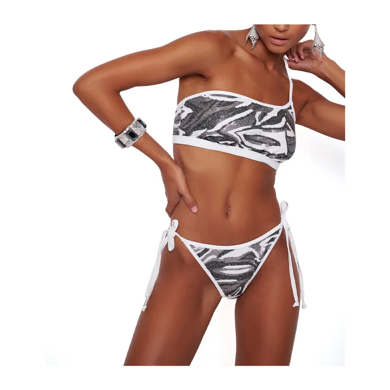 Glam Time brazilian side tie bikini bottoms with sequins