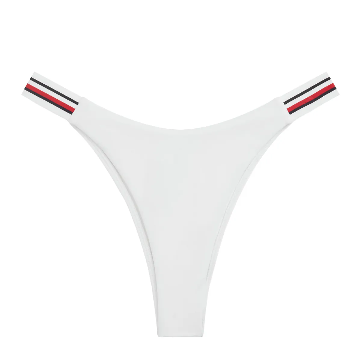Global stripe high-cut cheeky bikini bottoms