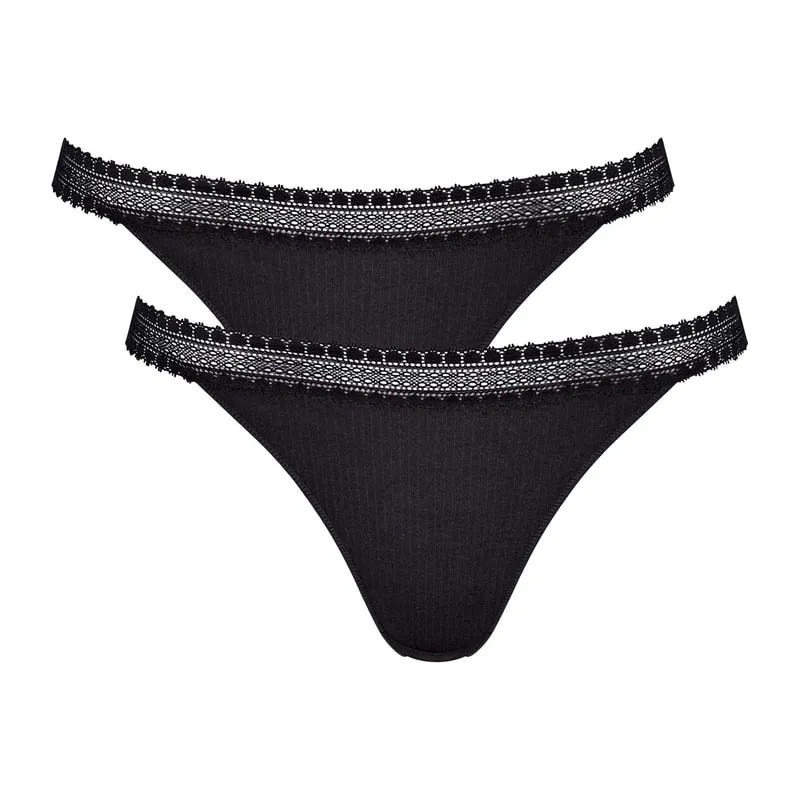 Go ribbed H tanga slip 2 pack