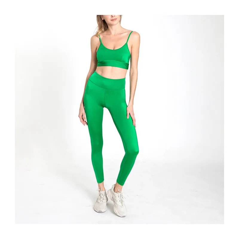 Green sporty leggings