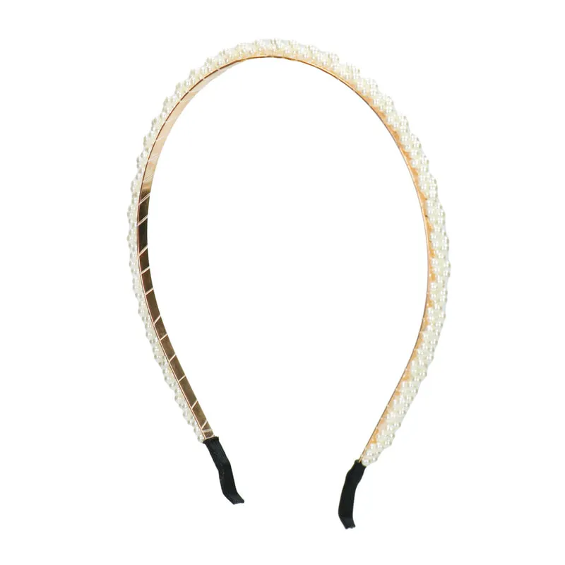 Hair Band Braided White Pearls