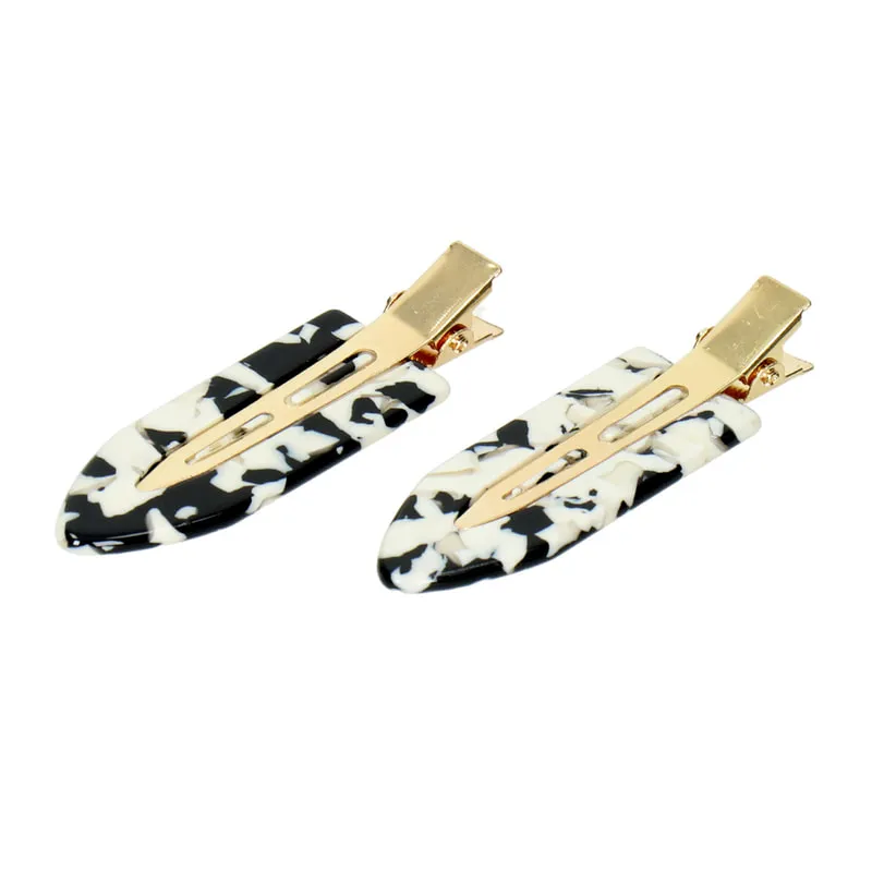Hair Clip Leaf  Black White Set