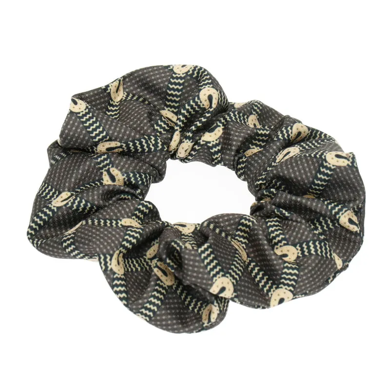 Hair Scrunchie Brown Printed