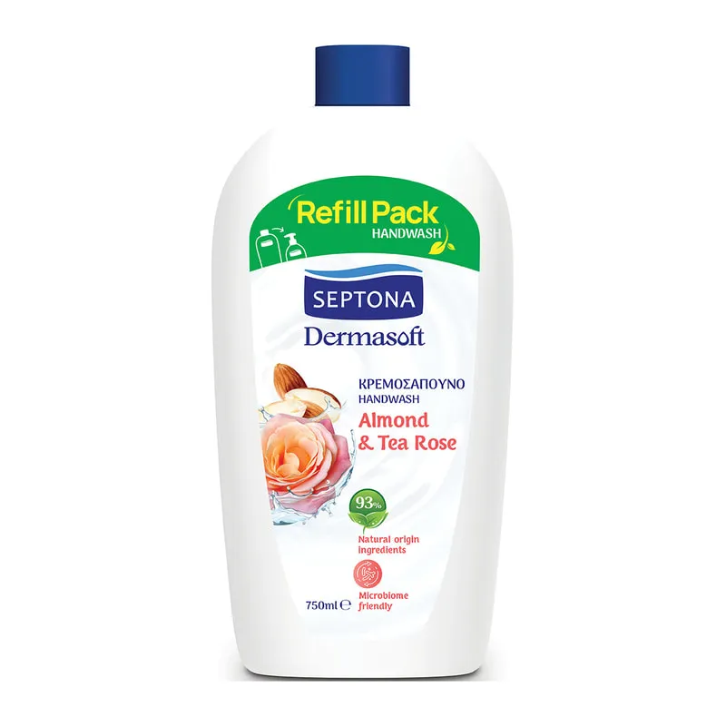 Handwash Dermasoft Almond & Tea Rose Refill
