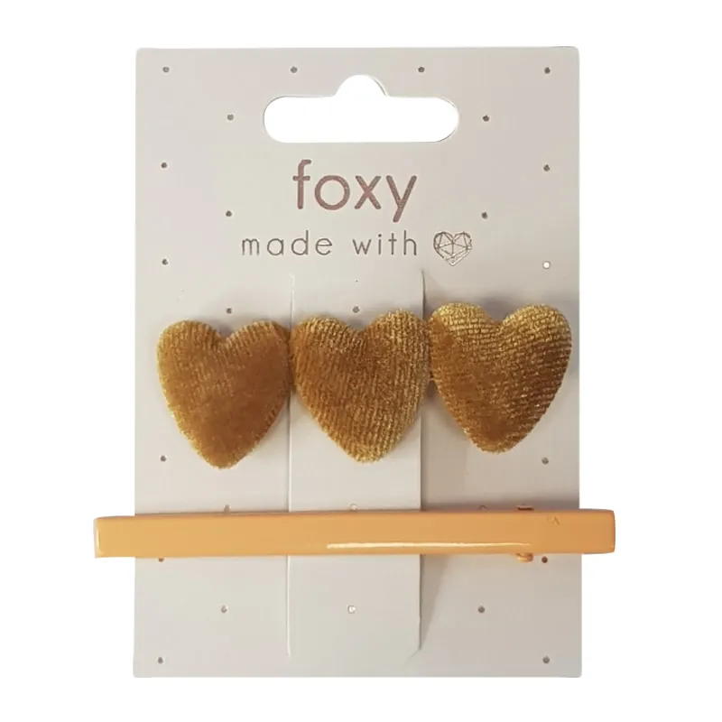 Hearts Hair Clips Set Gold