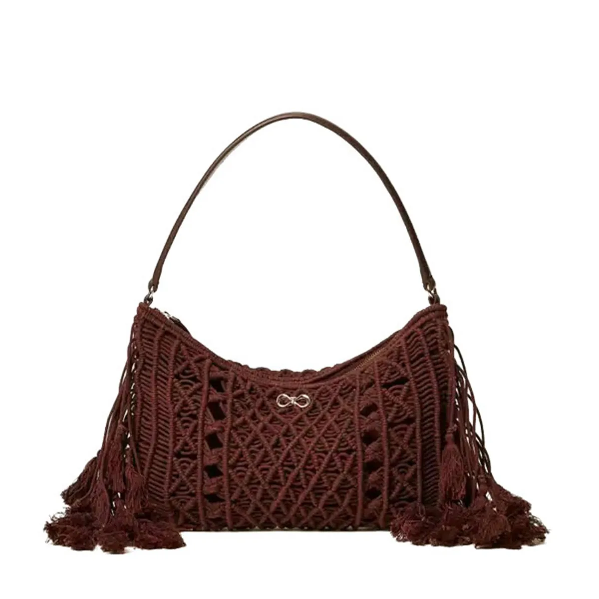 Women's knitted Hobo bag with fringes