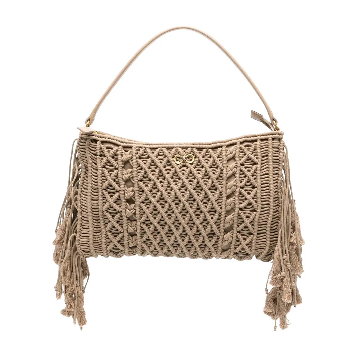 Women's knitted Hobo bag with fringes