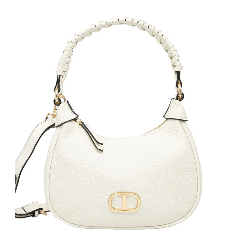 Hobo handbag with woven handle