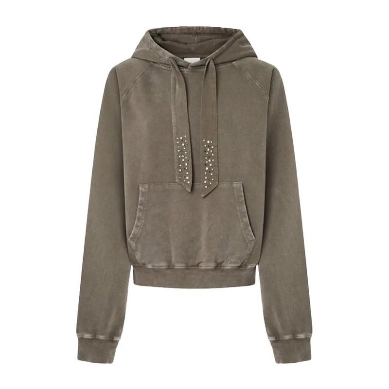 Hoodie with drawstring and rhinestones