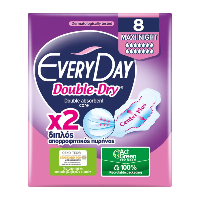 Σερβιέτες Hyperdry Double Dry Ultra Plus Maxi Night