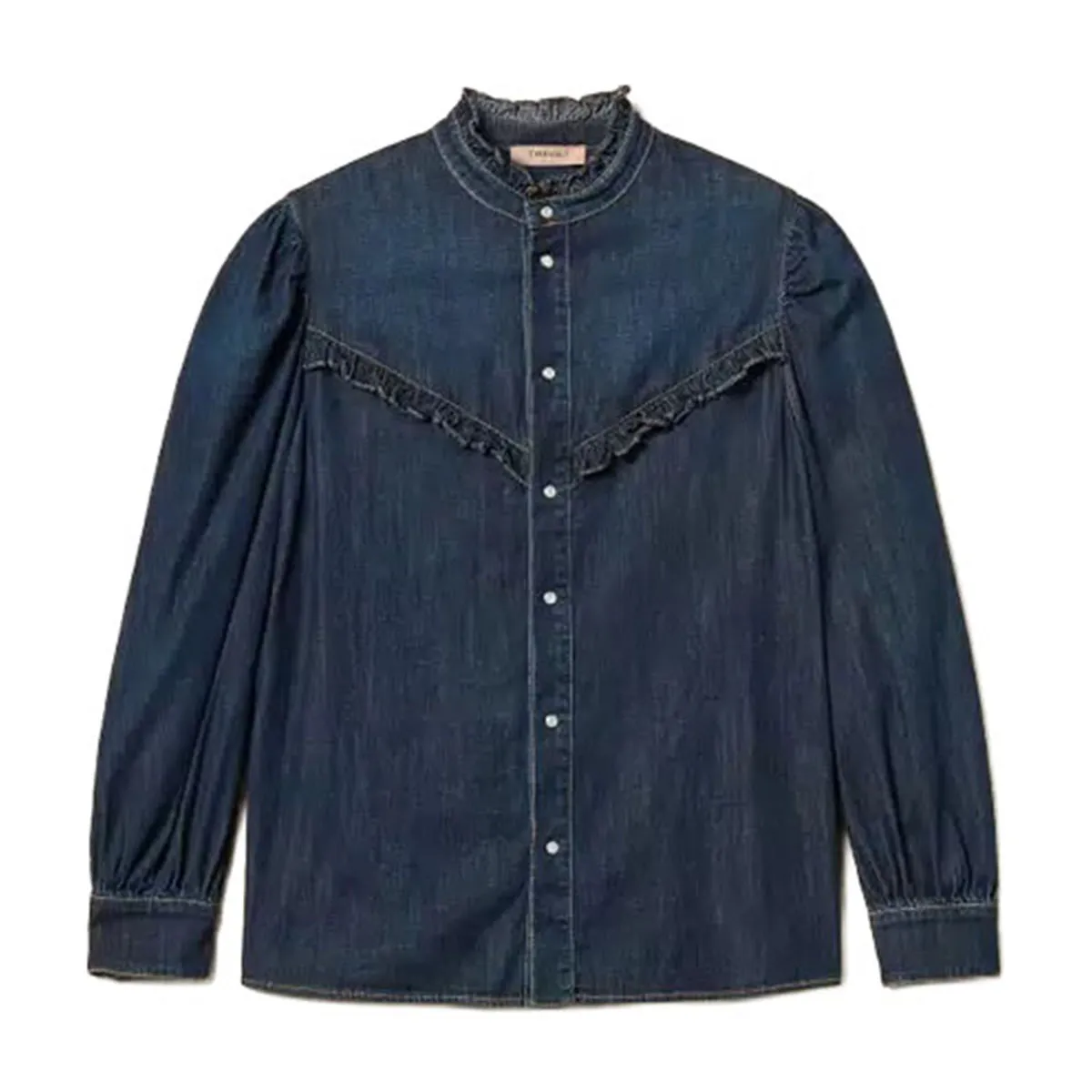 Women's jean shirt with ruffles