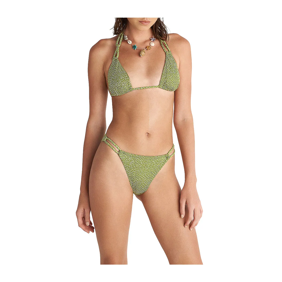 Jungle garden bikini bottom with double side straps