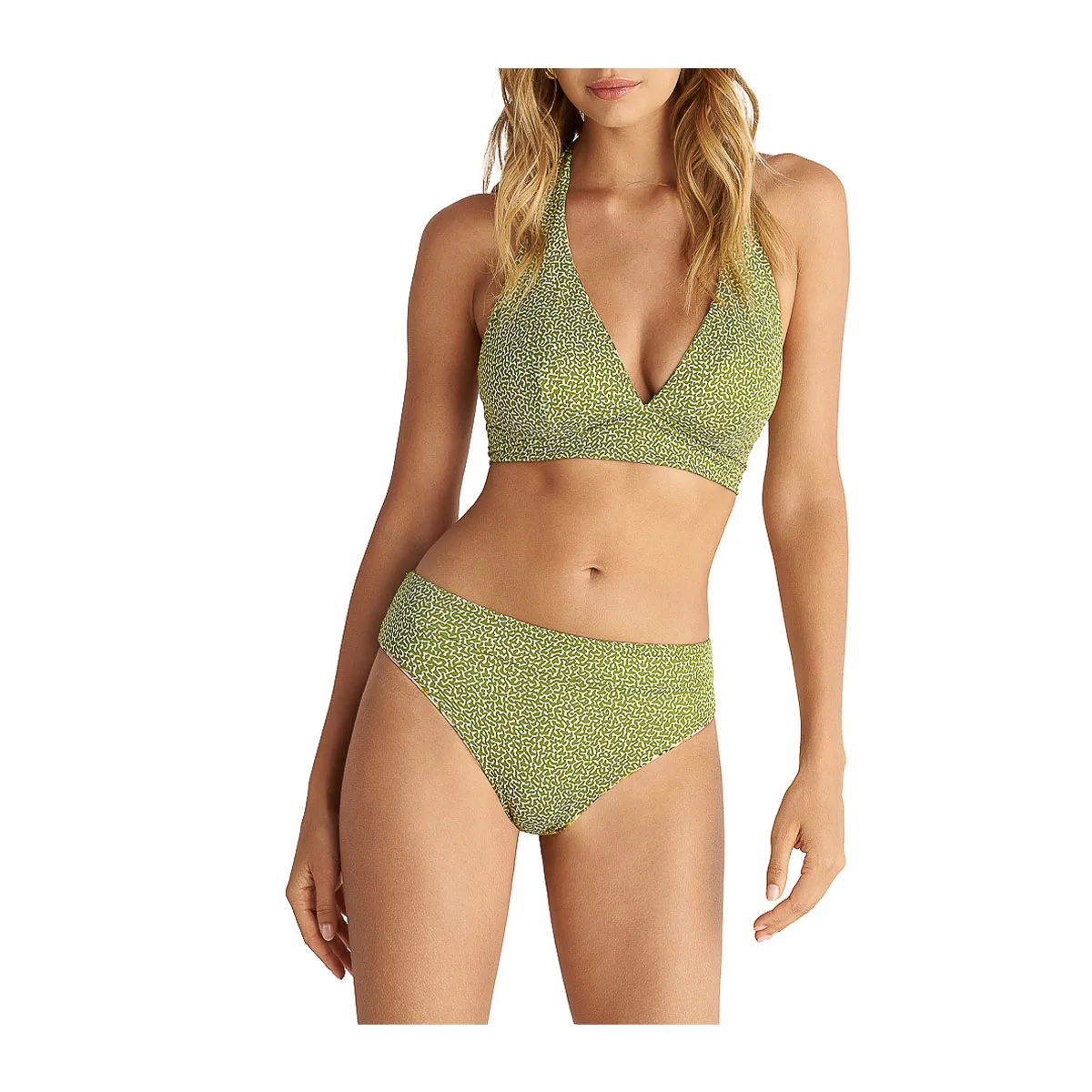 Jungle garden double face bikini bottom with foldover waistband