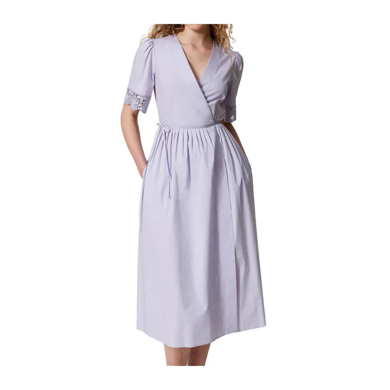 Lace poplin dress