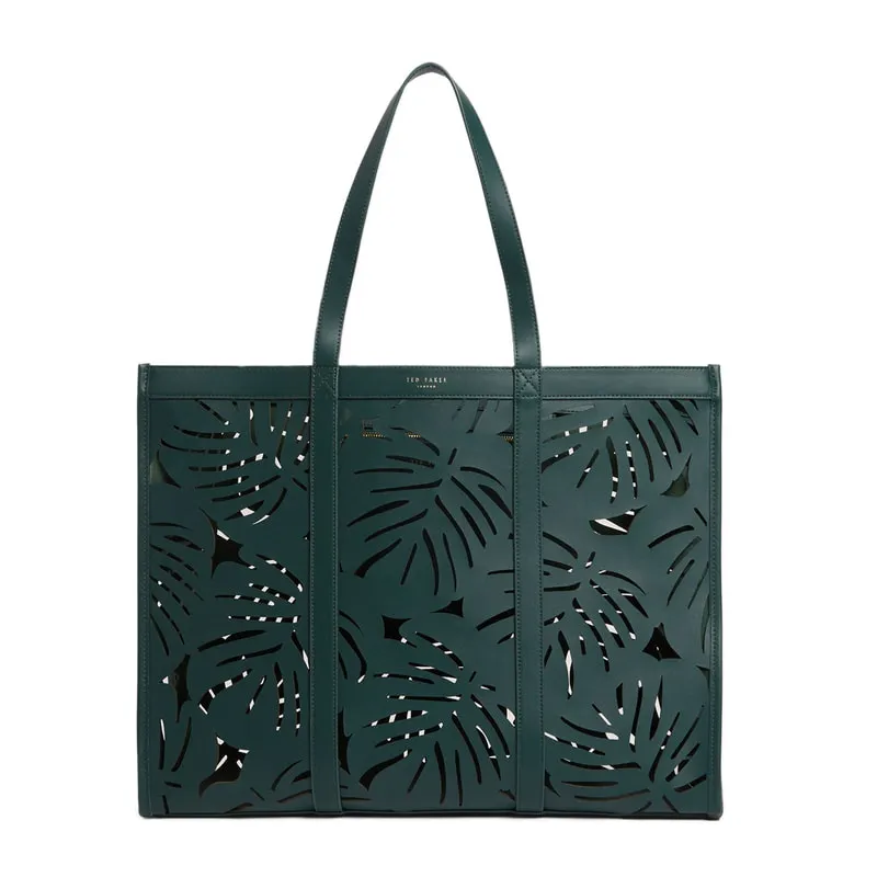 Leaf Cut Out Wide Leather Tote Bag LEIIAN