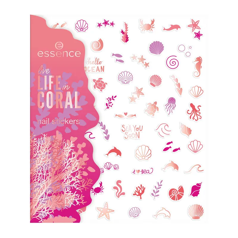 Live Life In Coral Nail Stickers