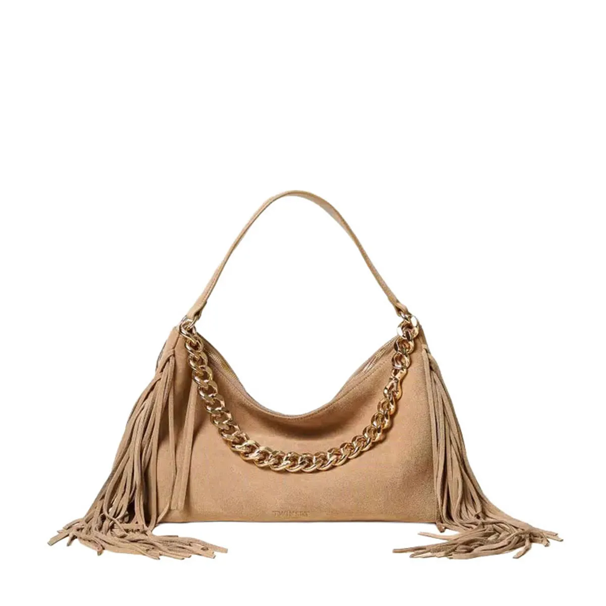 Women's medium suede shoulder bag Liliane