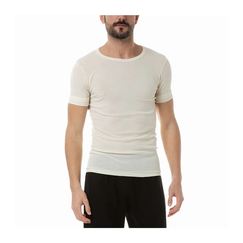 Rib wool merino short sleeve undershirt