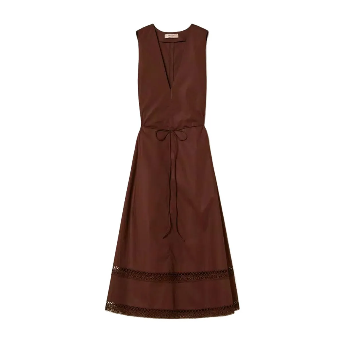 Women's midi dress made of poplin with embroidery