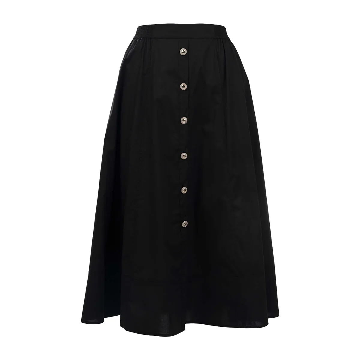 Women's poplin midi skirt with buttons