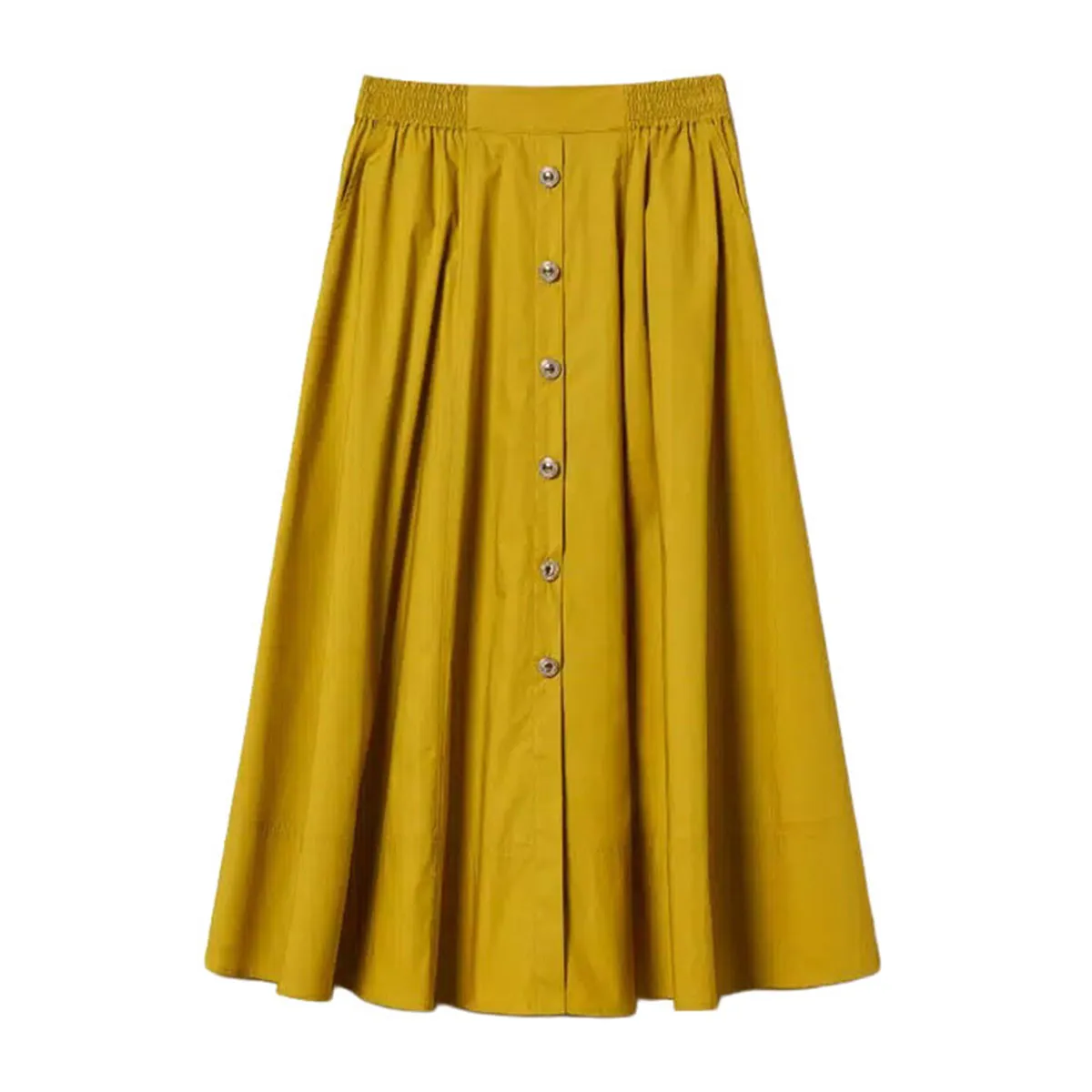 Women's poplin midi skirt with buttons