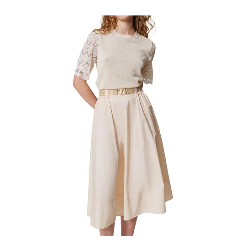 Womens midi skirt with belt