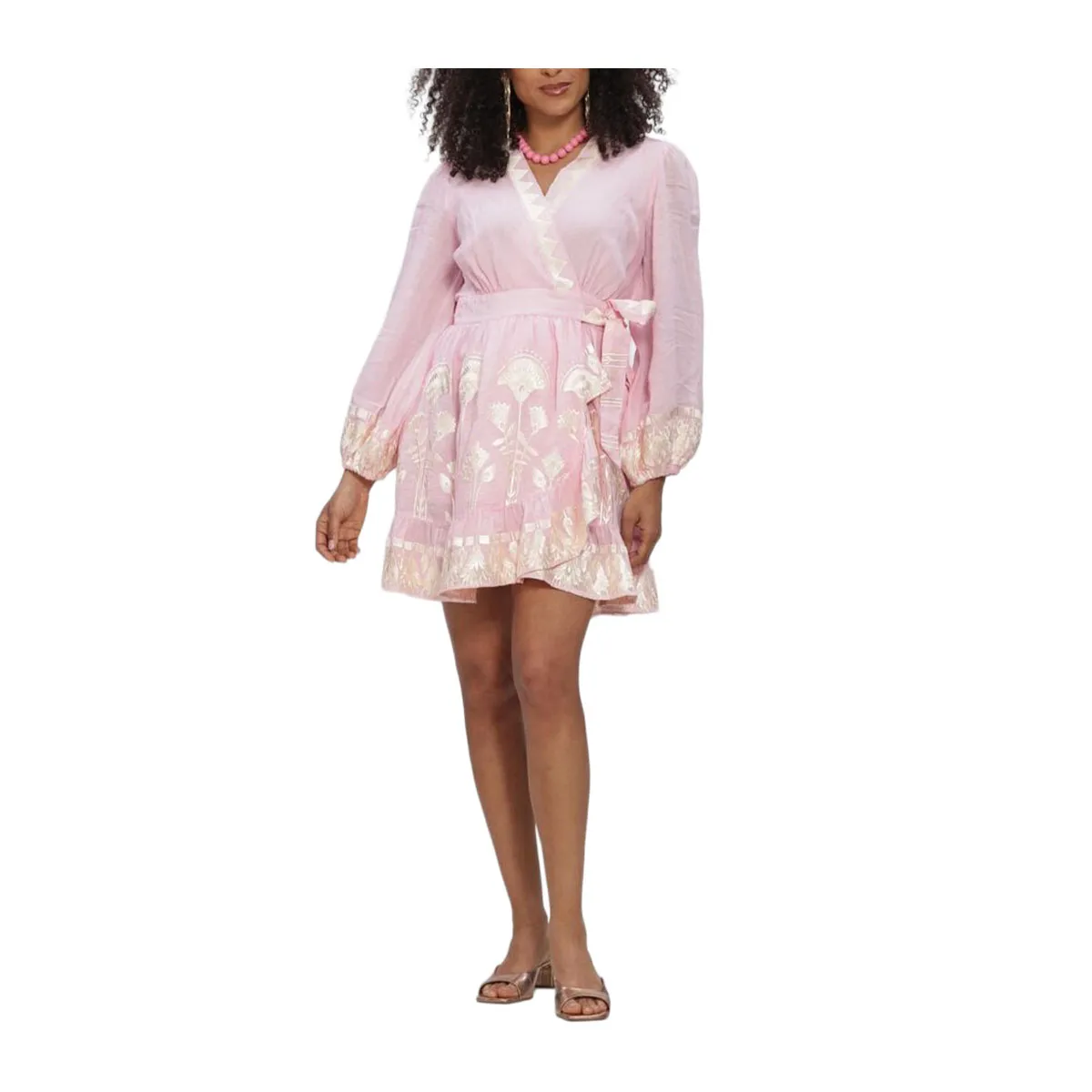 Mini wrap dress with embroidery