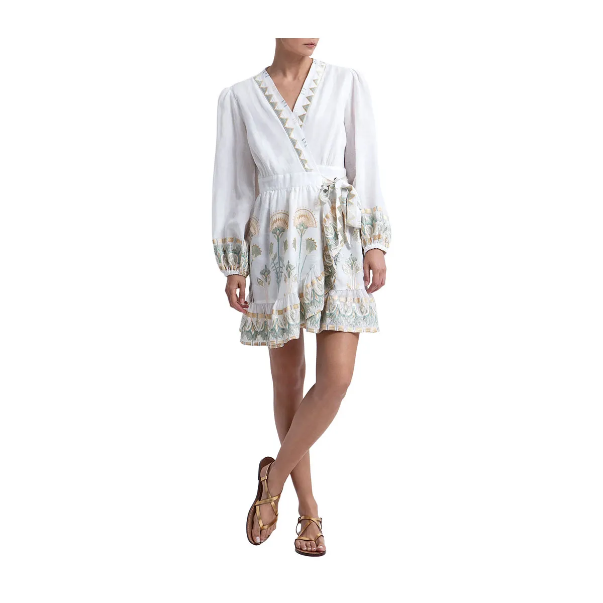 Mini wrap dress with embroidery