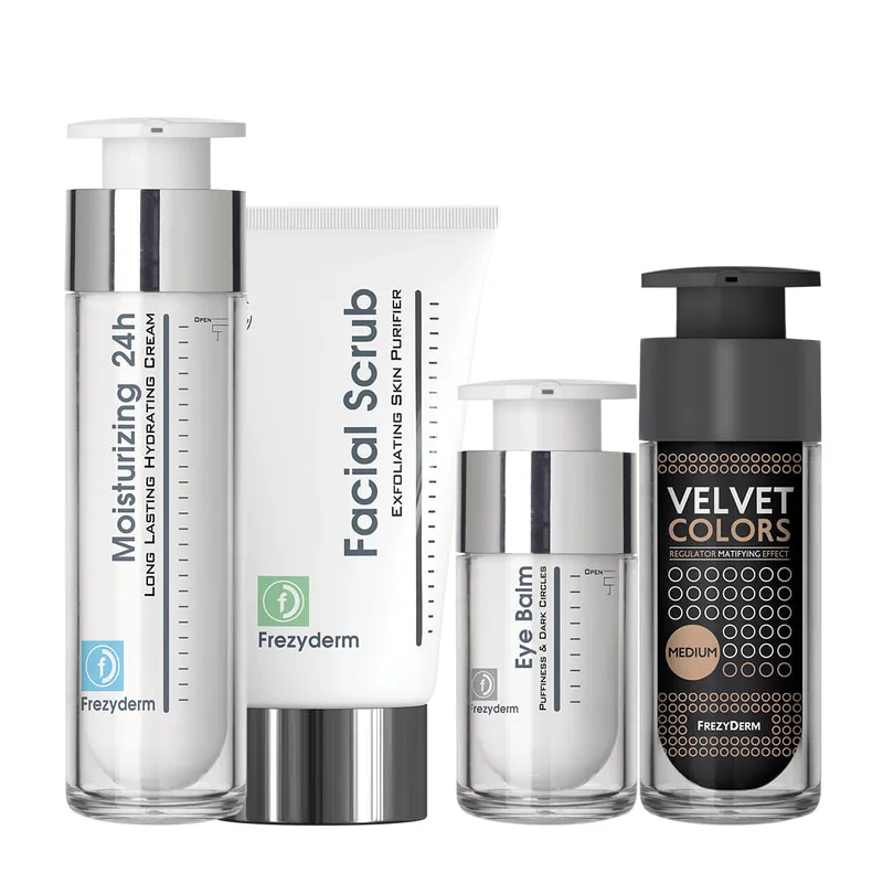 Πακέτο Moisturizing 24H & Facial Scrub & Eye Balm & Velvet Colors Medium