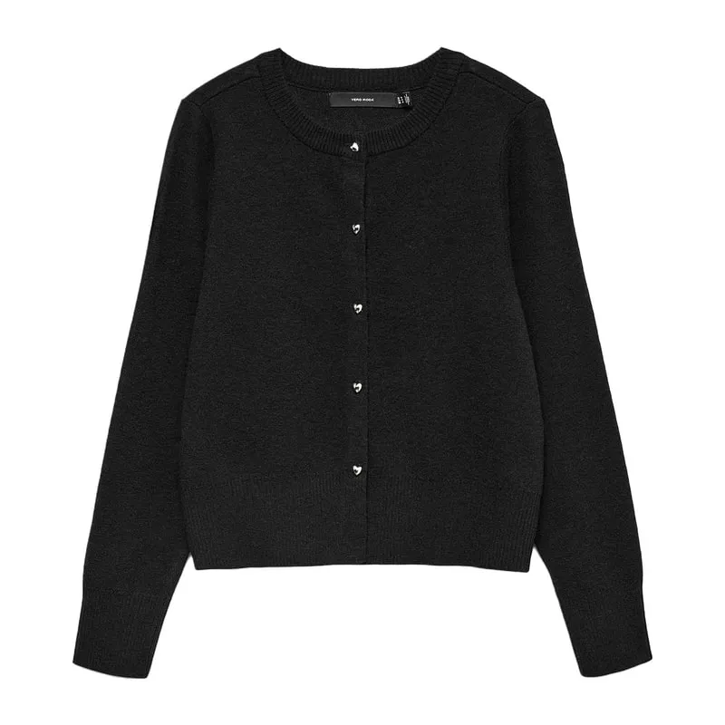 Cardigan knitted O neck