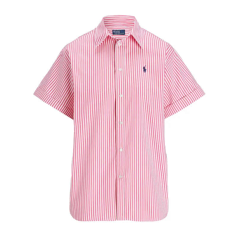 Oversized Striped Short-Sleeve Shirt