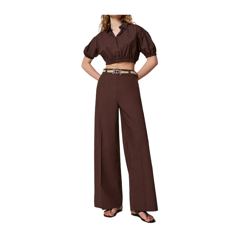 Palazzo pants in poplin