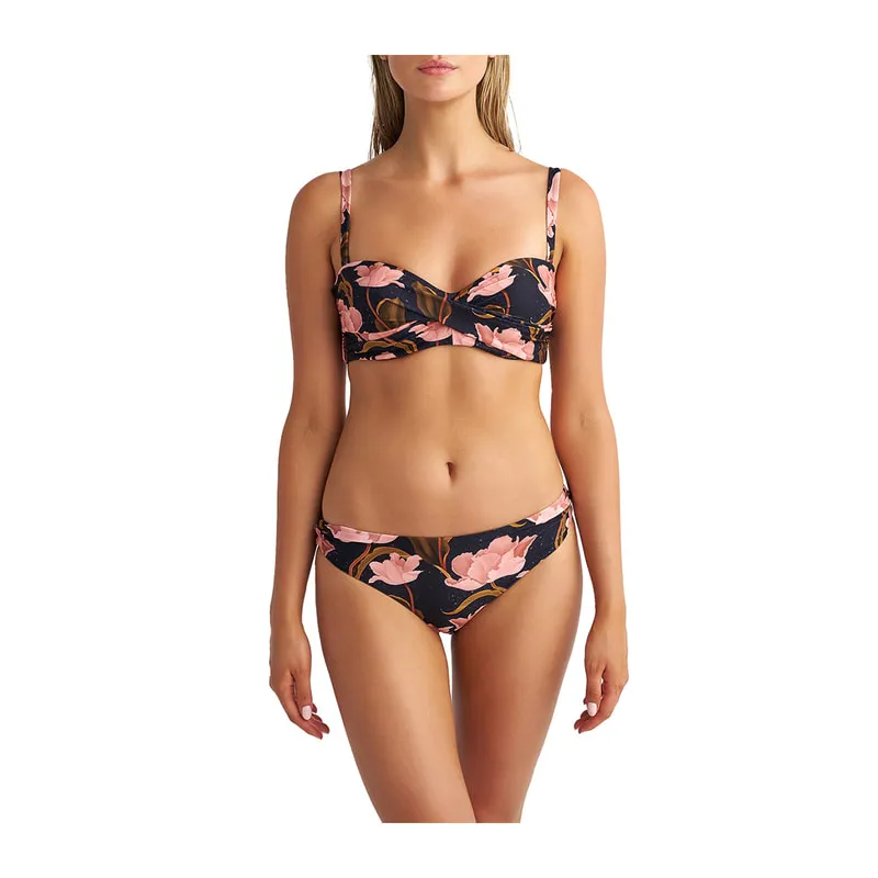 Pink Blooms floral bandeau bikini top cup D