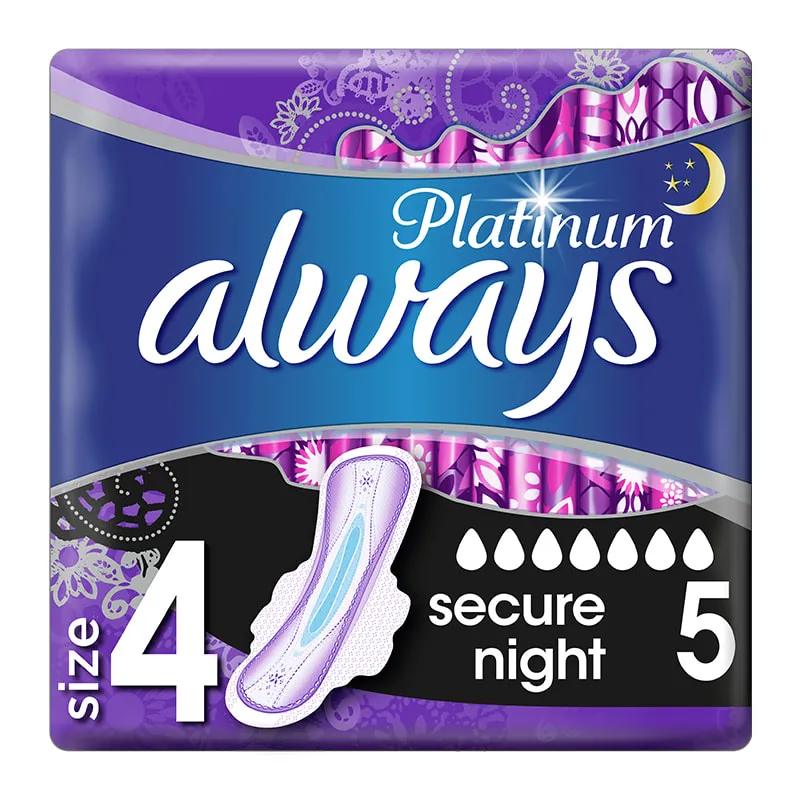 Platinum Secure Night Sanitary Towels with Wings