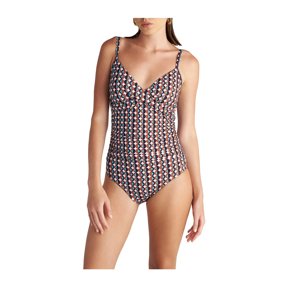 Polca borders draped front onepiece