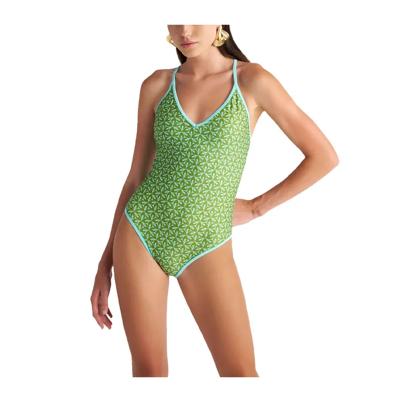 Portobello printed V plunged onepiece swimsuit