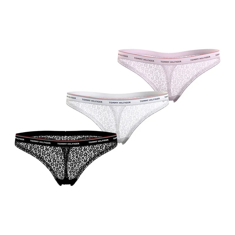 Premium essential floral lace thong 3 pack