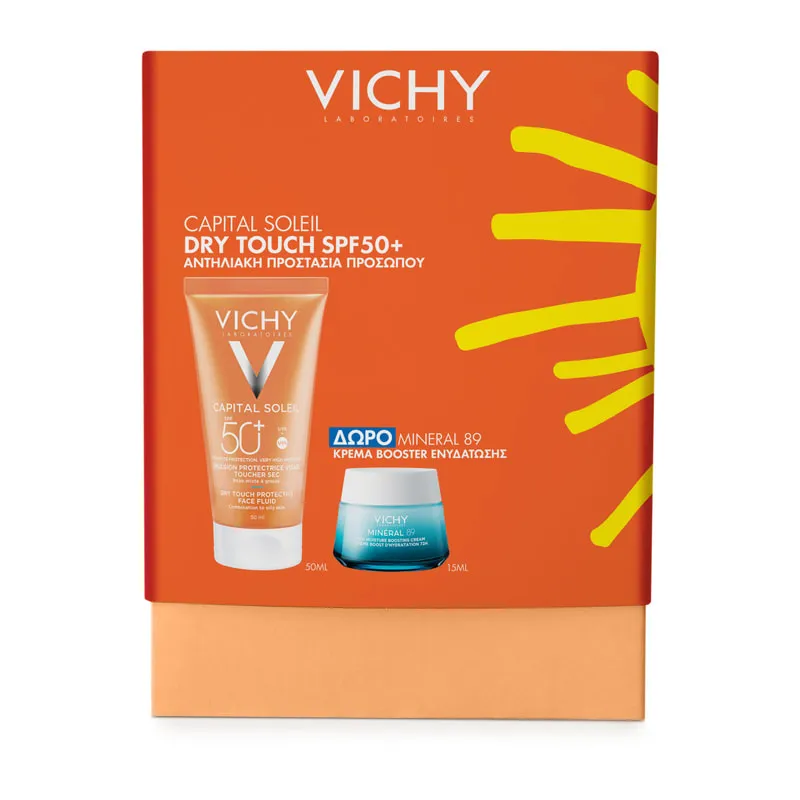 Promo Capital Soleil Dry Touch Spf50+ Sunscreen Face Cream for Matte Finish with Gift Mineral89 Moisturizing Booster Cream