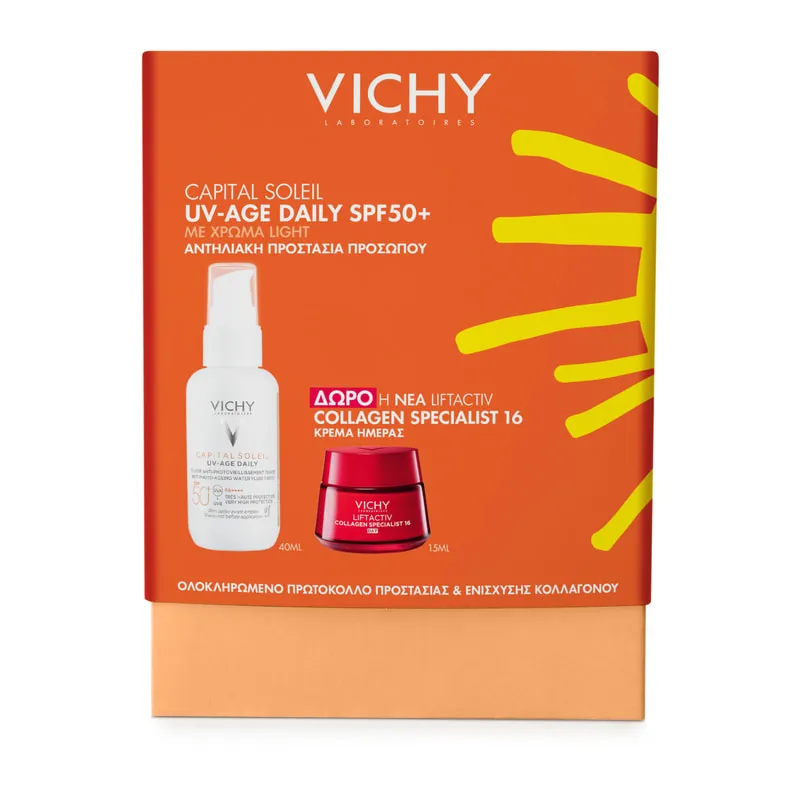 Promo Capital Soleil Uv-Age Daily Spf50+ Sunscreen Daily Sunscreen with Light Color, Against Spots & Wrinkles with Liftactiv Collagen 16