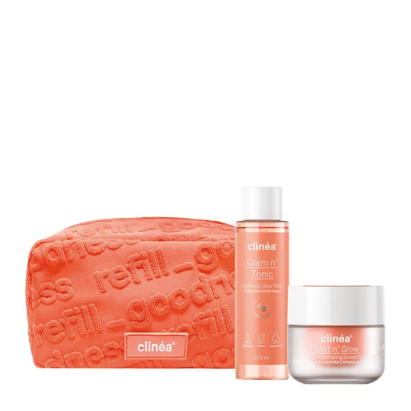 Promo Gift Set & Reset N' Glow Day Cream & Cleansing Toner Glam N' Tonic & Pouch