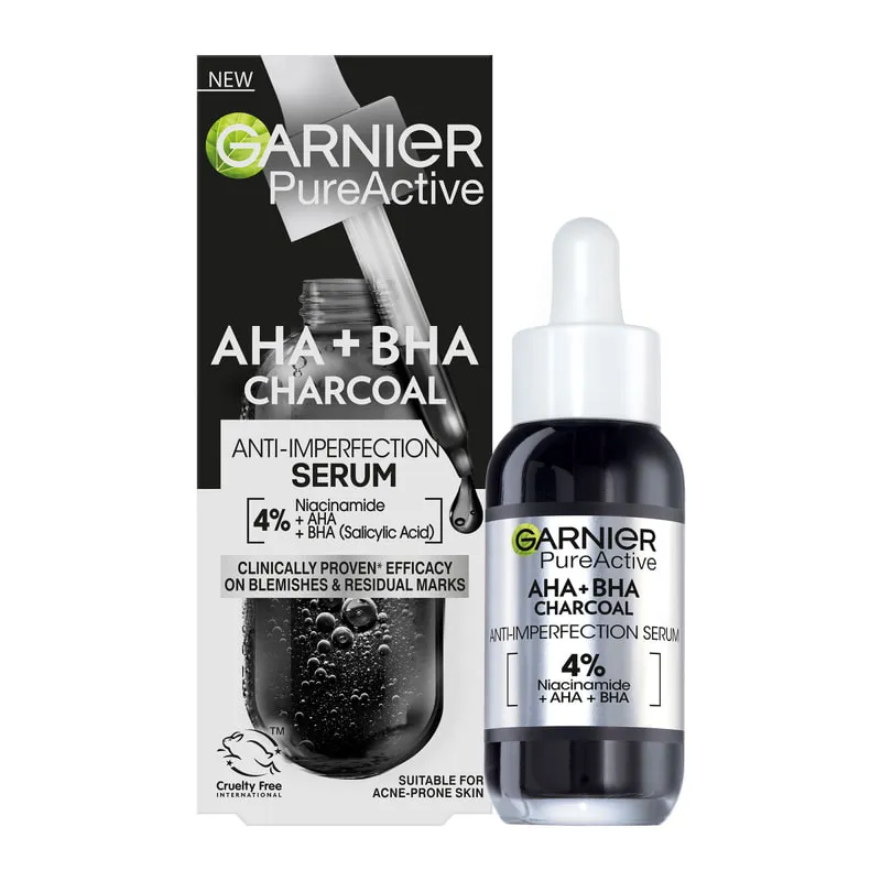 Pure Active Serum Ορός Κατά των Ατελειών, 4% Νιασιναμίδη, AHA +BHA με Άνθρακα