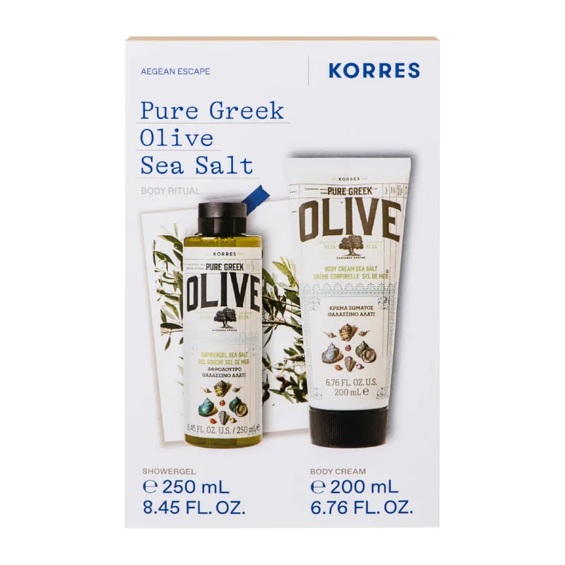 Pure Greek Olive Sea Salt Renewing Body Cleanser & Body Smoothing Milk