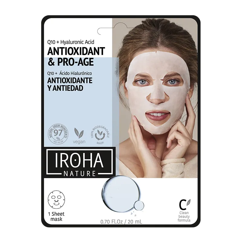 Q10 Antioxidant & Pro-Age Face Sheet Mask Biodegradable