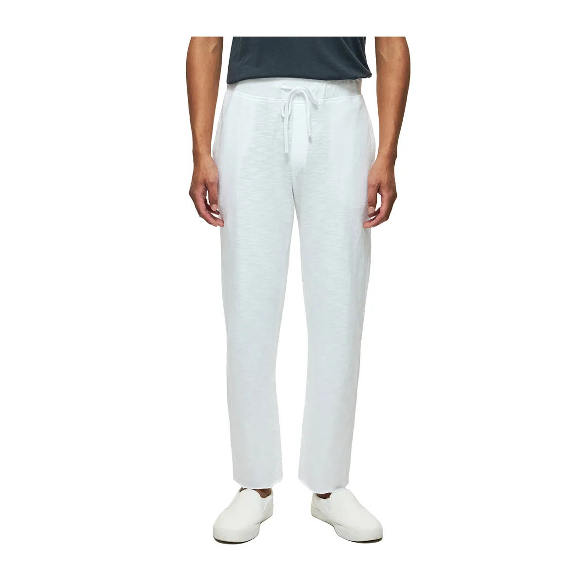 Tracksuit pants with raw cut hems