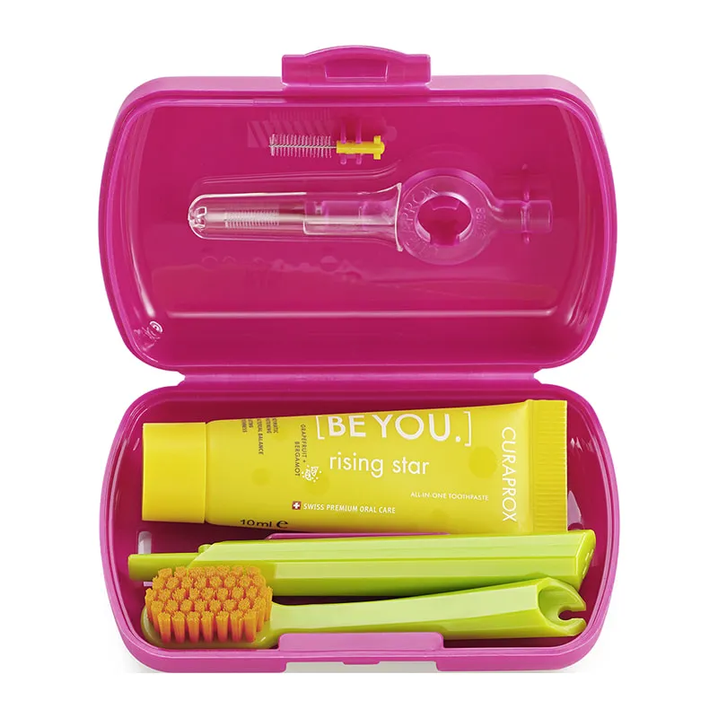 Red Travel Set Toothbrush, Interdental Brush & Toothpaste Be You